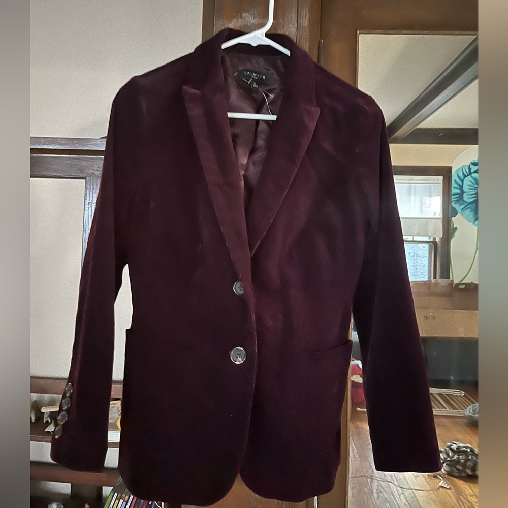 Talbots Burgundy Corduroy Women’s Blazer 6 petite
